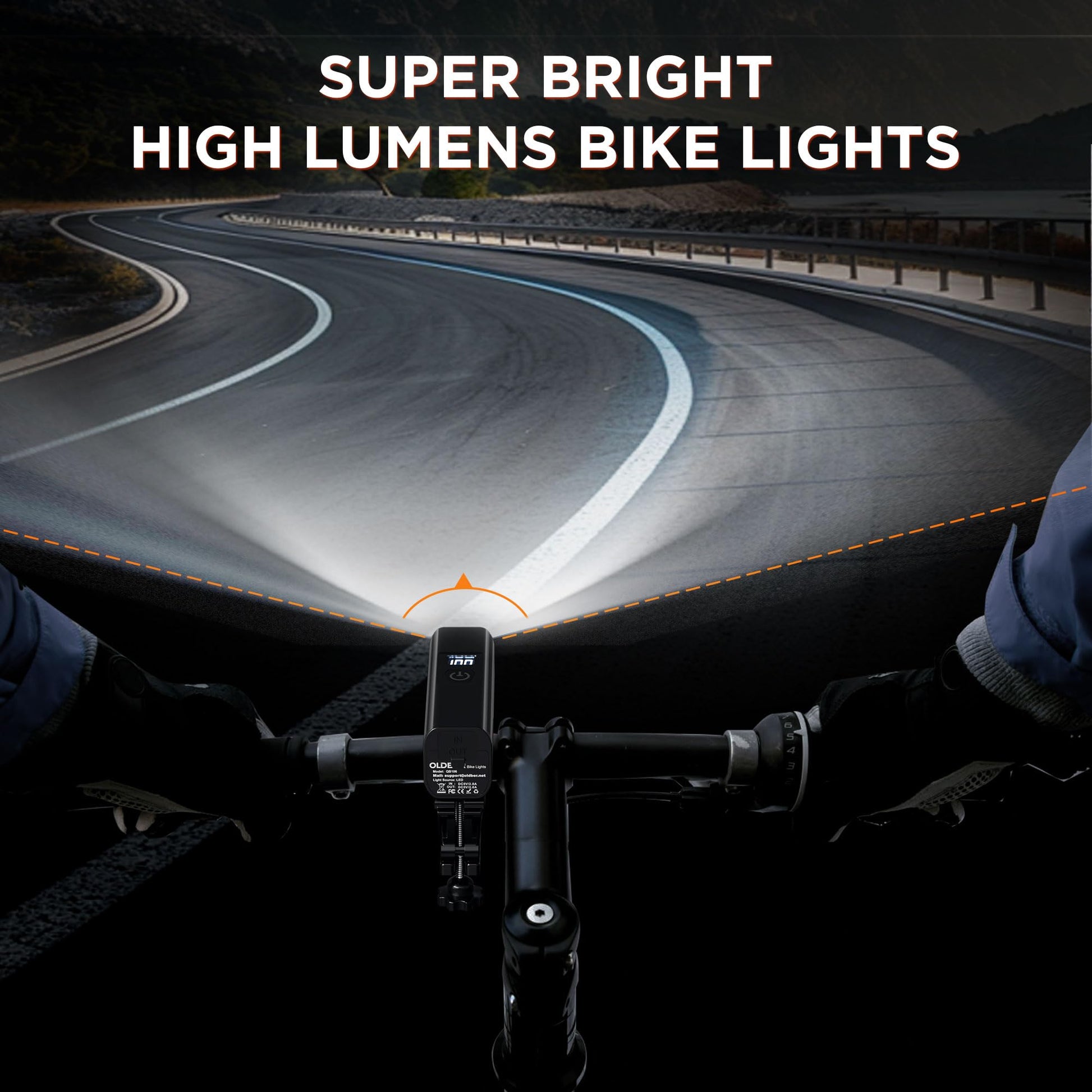 Ultra-Bright 1200 Lumen Bike Light Set with USB Rechargeable Headlight & Tail Light – IP65 Waterproof Cycling Lamp for Night Riding (Black)  - Image 2