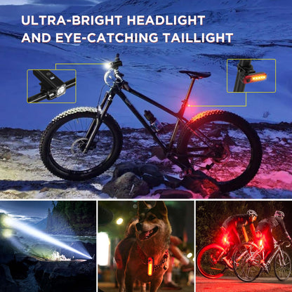 Ultra-Bright 1200 Lumen Bike Light Set with USB Rechargeable Headlight & Tail Light – IP65 Waterproof Cycling Lamp for Night Riding (Black)  - Image 7