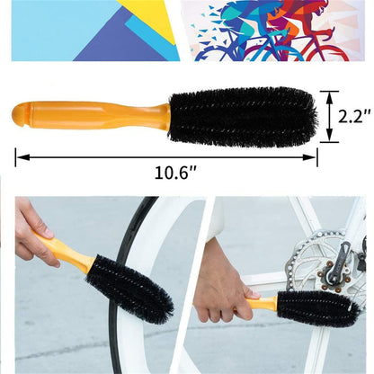 9-Piece Bike Cleaning Kit – Chain Cleaner, Tire Brush, Frame Scrubber, Gear Brush, Microfiber Glove for Mountain, Road, BMX Bikes (Yellow-Orange) - Image 4