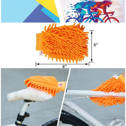 9-Piece Bike Cleaning Kit – Chain Cleaner, Tire Brush, Frame Scrubber, Gear Brush, Microfiber Glove for Mountain, Road, BMX Bikes (Yellow-Orange) - Image 6