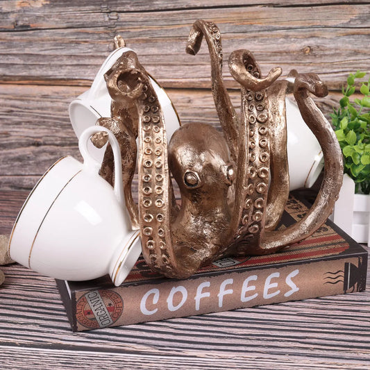 Multi-Functional Octopus Sculpture – Decorative Resin Cup Holder & Jewelry Organizer, Unique Home Accent for Living Room, Office, or Desk (Bronze) - Image 3