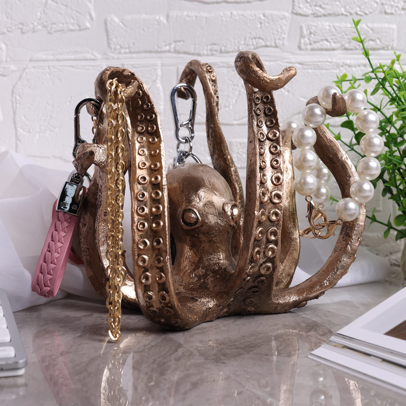 Multi-Functional Octopus Sculpture – Decorative Resin Cup Holder & Jewelry Organizer, Unique Home Accent for Living Room, Office, or Desk (Bronze) - Image 4