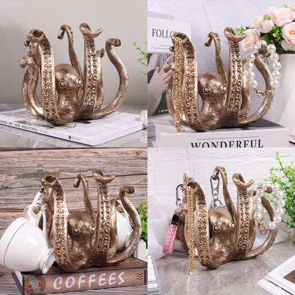 Multi-Functional Octopus Sculpture – Decorative Resin Cup Holder & Jewelry Organizer, Unique Home Accent for Living Room, Office, or Desk (Bronze) - Image 5