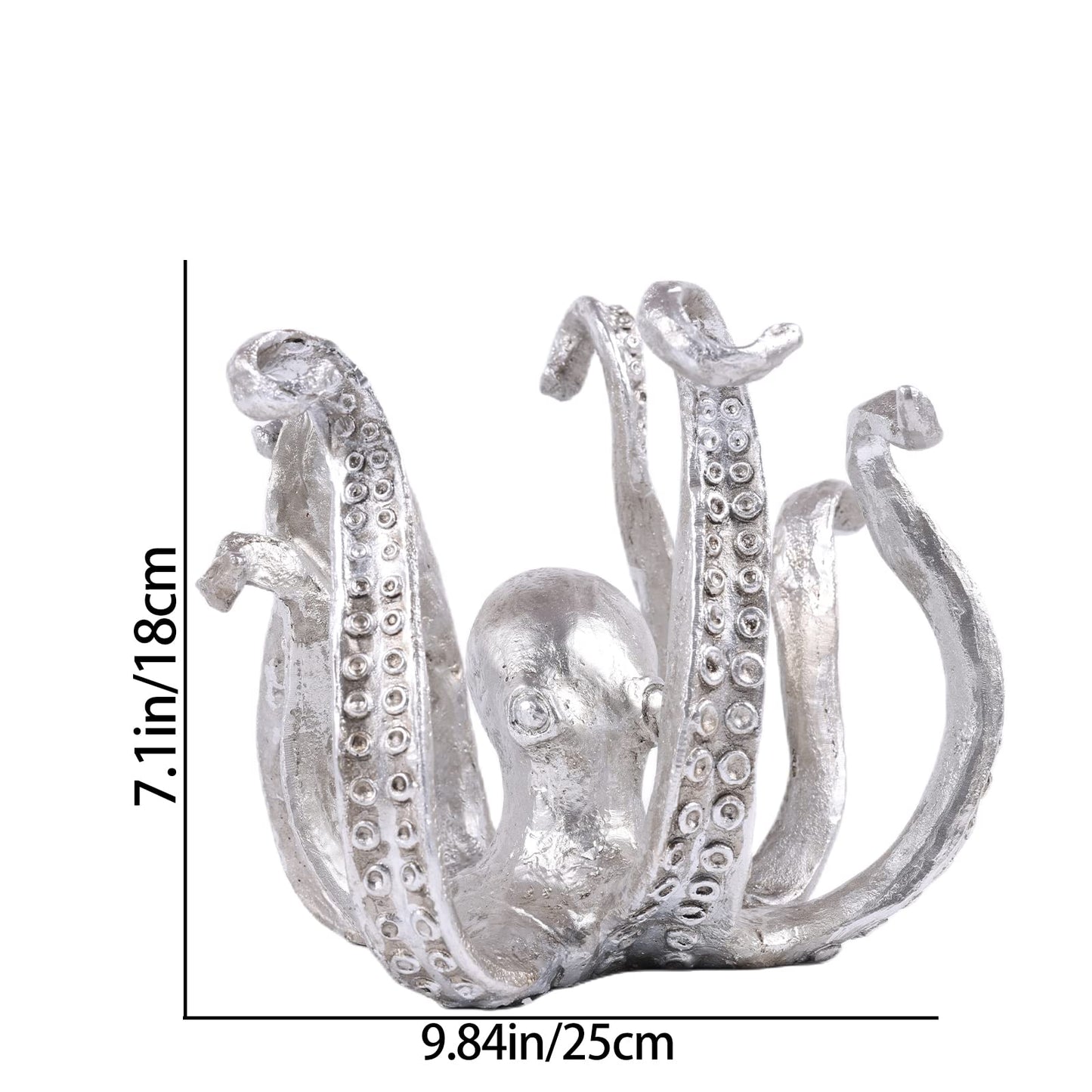 Multi-Functional Octopus Sculpture – Decorative Resin Cup Holder & Jewelry Organizer, Unique Home Accent for Living Room, Office, or Desk (Silver) - Image 2