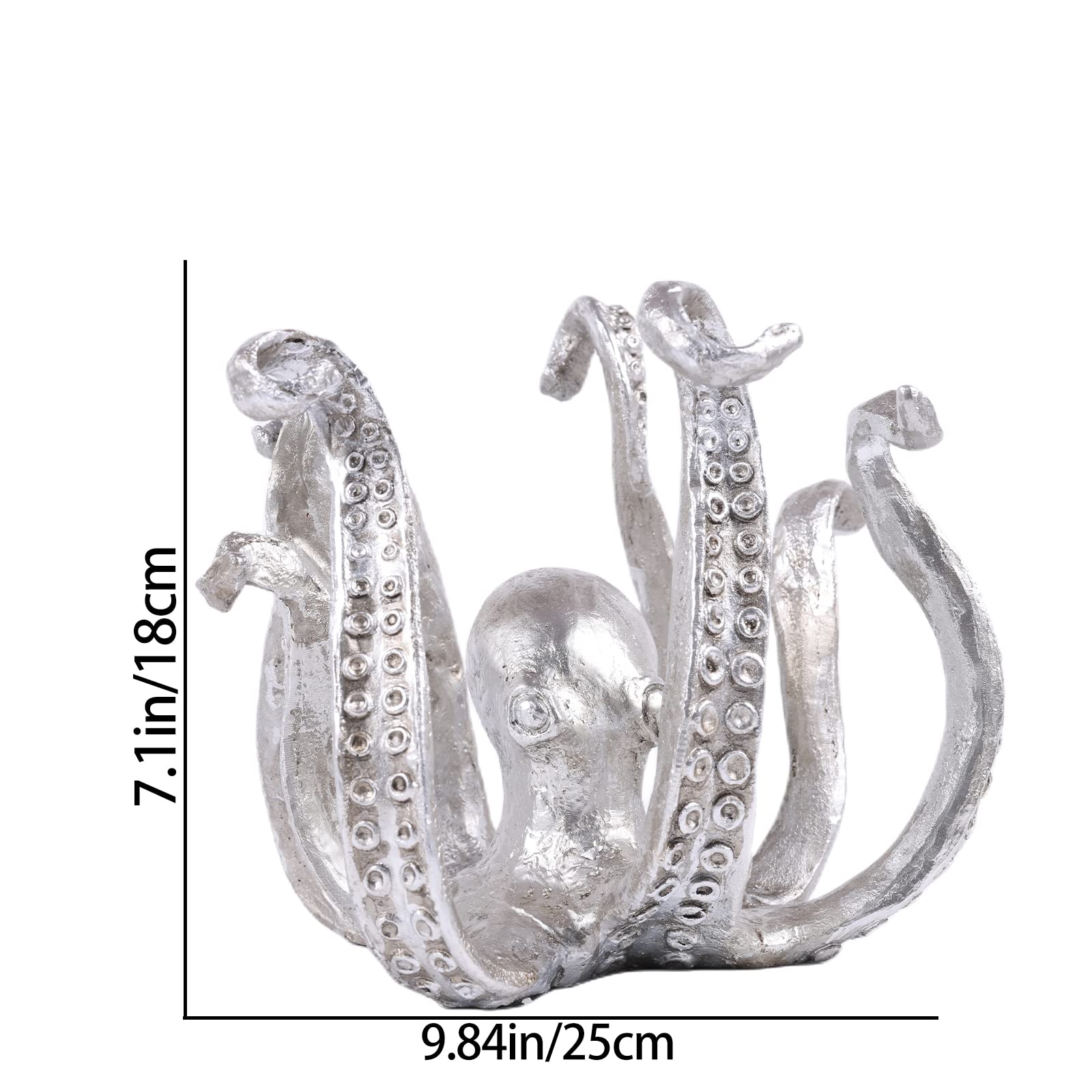Multi-Functional Octopus Sculpture – Decorative Resin Cup Holder & Jewelry Organizer, Unique Home Accent for Living Room, Office, or Desk (Silver) - Image 2