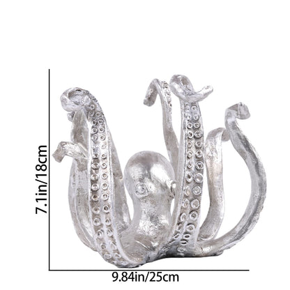 Multi-Functional Octopus Sculpture – Decorative Resin Cup Holder & Jewelry Organizer, Unique Home Accent for Living Room, Office, or Desk (Silver) - Image 2