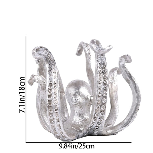 Multi-Functional Octopus Sculpture – Decorative Resin Cup Holder & Jewelry Organizer, Unique Home Accent for Living Room, Office, or Desk (Silver) - Image 2
