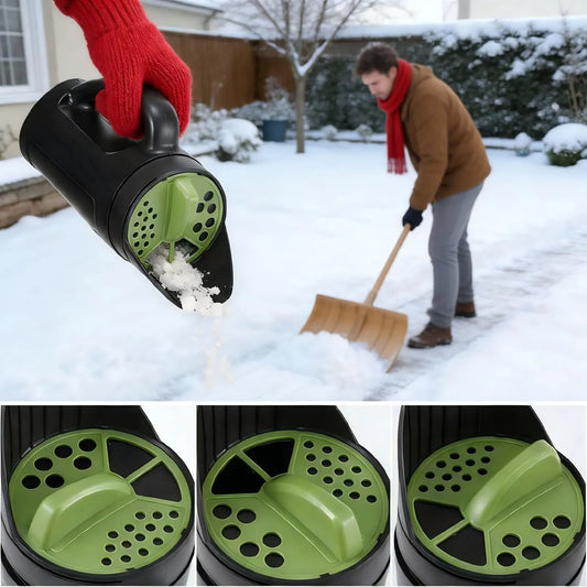 Handheld Garden Seed & Salt Spreader – 80oz Capacity, Adjustable Outlet, Ergonomic Handle for Fertilizer, Grass Seeds, Ice Melt Use (Green) - Image 2