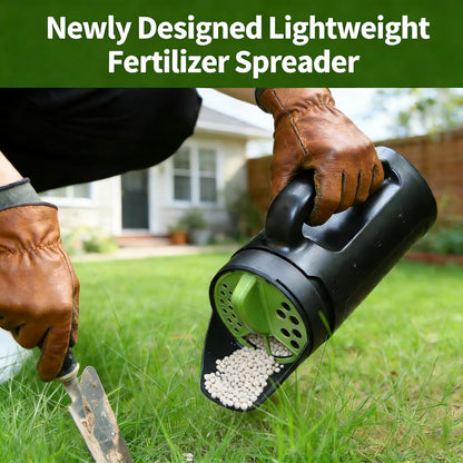 Handheld Garden Seed & Salt Spreader – 80oz Capacity, Adjustable Outlet, Ergonomic Handle for Fertilizer, Grass Seeds, Ice Melt Use (Green) - Image 4