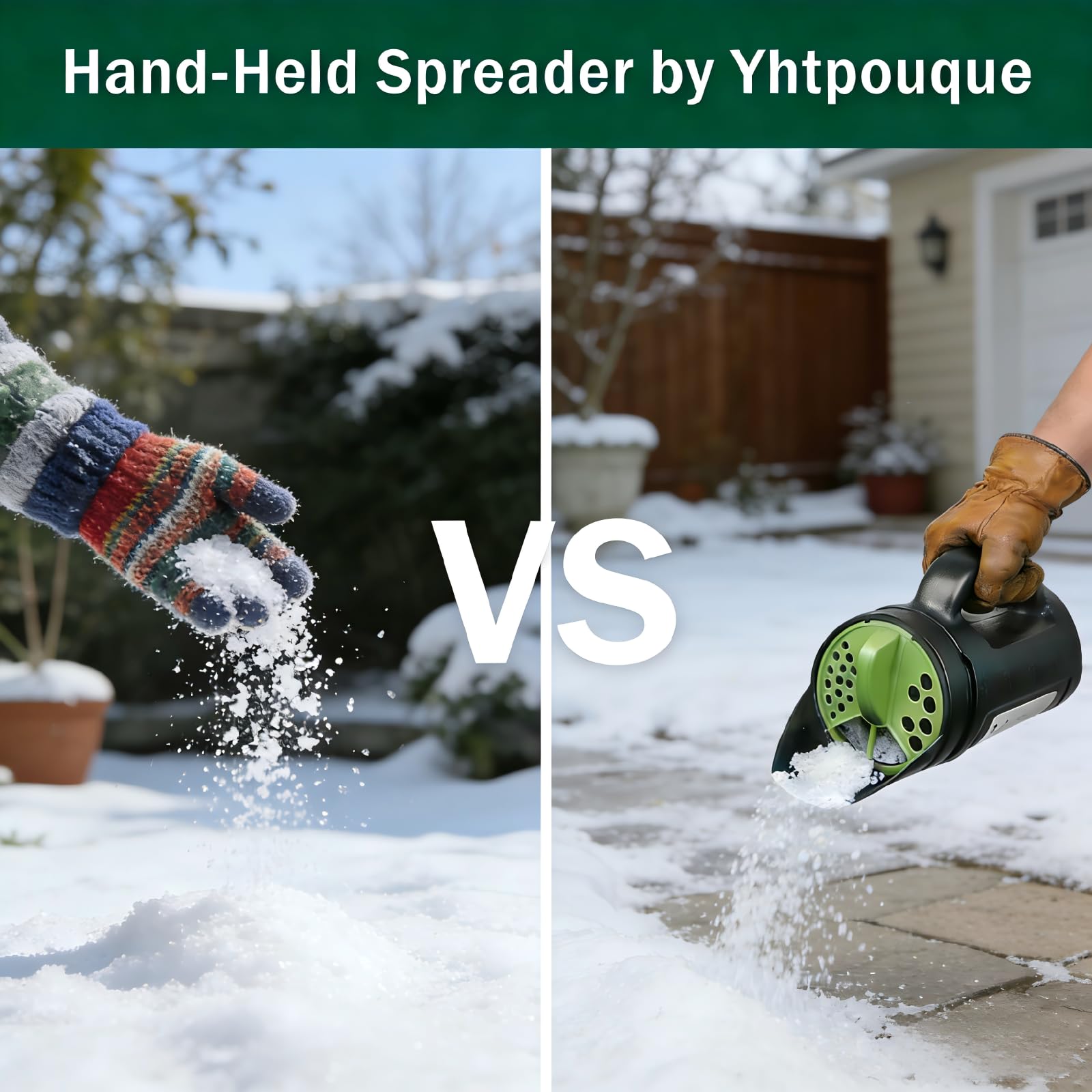 Handheld Garden Seed & Salt Spreader – 80oz Capacity, Adjustable Outlet, Ergonomic Handle for Fertilizer, Grass Seeds, Ice Melt Use (Green) - Image 9