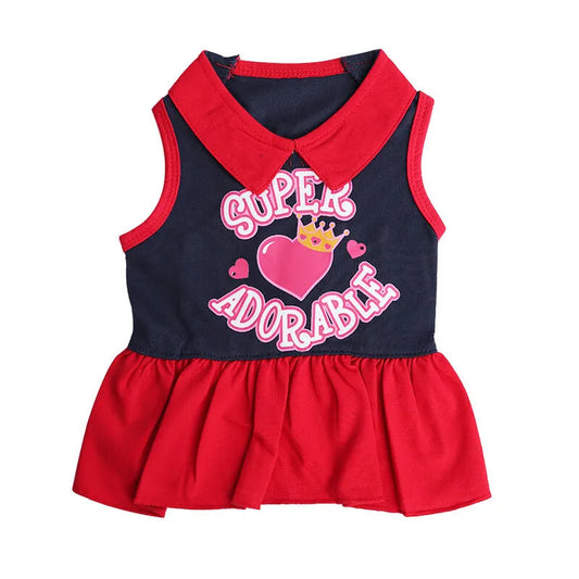 Pet products 2-Piece Dog Summer Dress Set - Team Spirit & SUPER ADORABLE Designs, Red White Stripes & Navy Blue, Peter Pan Collar, Cute Fit for Dogs（M） - Image 2