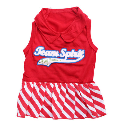 Pet products 2-Piece Dog Summer Dress Set - Team Spirit & SUPER ADORABLE Designs, Red White Stripes & Navy Blue, Peter Pan Collar, Cute Fit for Dogs（M） - Image 3