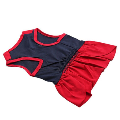 Pet products 2-Piece Dog Summer Dress Set - Team Spirit & SUPER ADORABLE Designs, Red White Stripes & Navy Blue, Peter Pan Collar, Cute Fit for Dogs（S） - Image 4