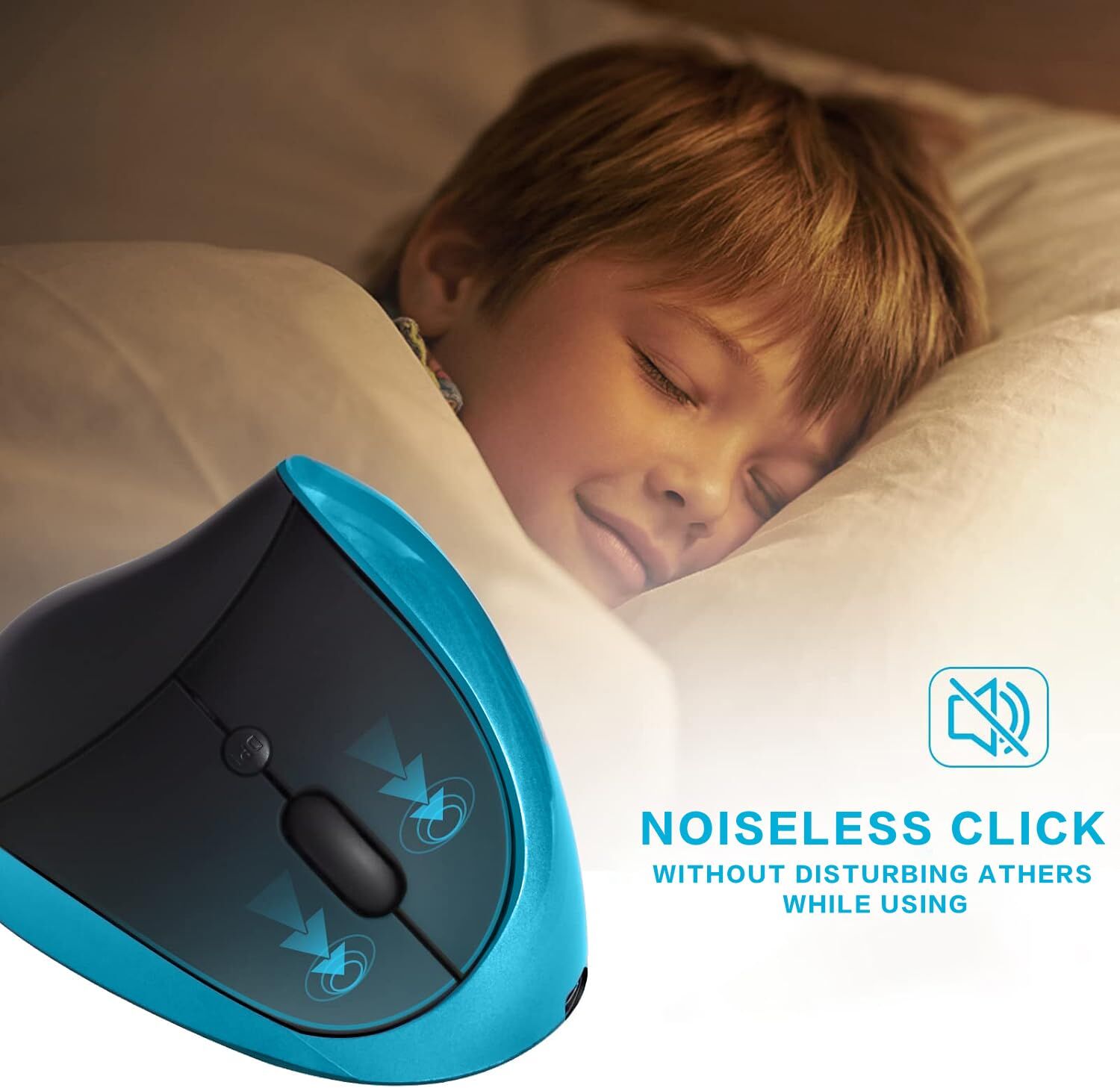 Blue Ergonomic Wireless Vertical Mouse (Small Hand-Friendly): USB-C Rechargeable, 2.4G 3-DPI, Reduce Wrist Strain (Right-Handed) - Image 6