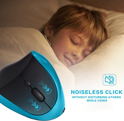 Blue Ergonomic Wireless Vertical Mouse (Small Hand-Friendly): USB-C Rechargeable, 2.4G 3-DPI, Reduce Wrist Strain (Right-Handed) - Image 6