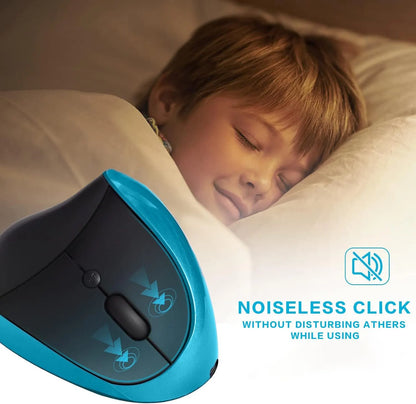 Blue Ergonomic Wireless Vertical Mouse (Small Hand-Friendly): USB-C Rechargeable, 2.4G 3-DPI, Reduce Wrist Strain (Right-Handed) - Image 6