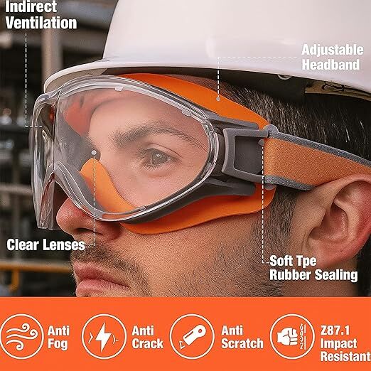 Christmas gifts Anti-Fog Safety Goggles, Outdoor Wind & Dust Protection, Clear Vision Lab & Work Goggles for Aussies(orange) - Image 9