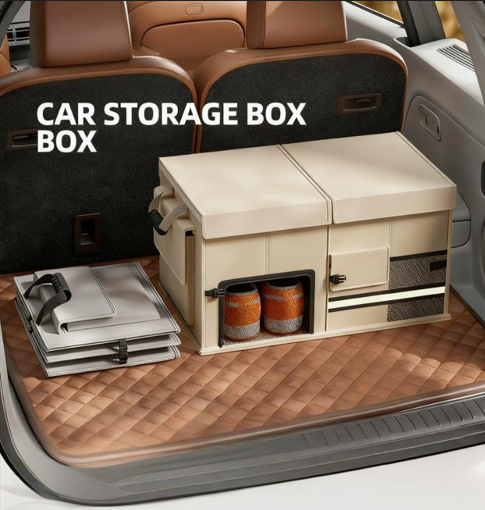 Foldable Car Trunk Organiser, 30L/60L Large Capacity Storage Box for Auto Boot, Multi-functional Cargo Container(60,white) - Image 3