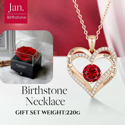 Forever Love Heart Birthstone Necklace: 925 Sterling Silver Personalized Jewelry for Mom, Wife, Friend with 12 Month Stone Options（red diamond,January） - Image 4