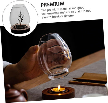 Chinese-Style Glass Candle Holder with Plum Blossom Design: 12×8cm, Windproof, Retro Zen Decor for Romantic Dinners & Home Ambiance - Image 4