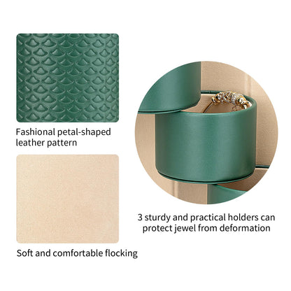 Green Travel Jewelry Case: 3-Layer PU Cylinder Organizer for Necklaces, Earrings, Gifts for Travelers & Jewelry Lovers - Image 5
