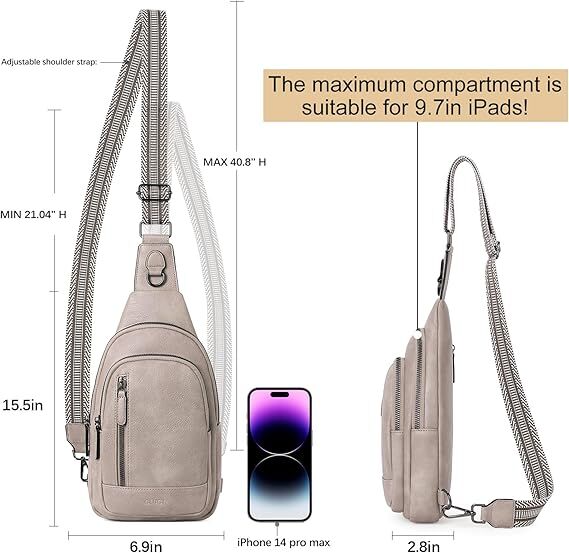 Grey Faux Leather Sling Bag: Unisex, Spacious, Reversible Crossbody for Aussies - Image 3