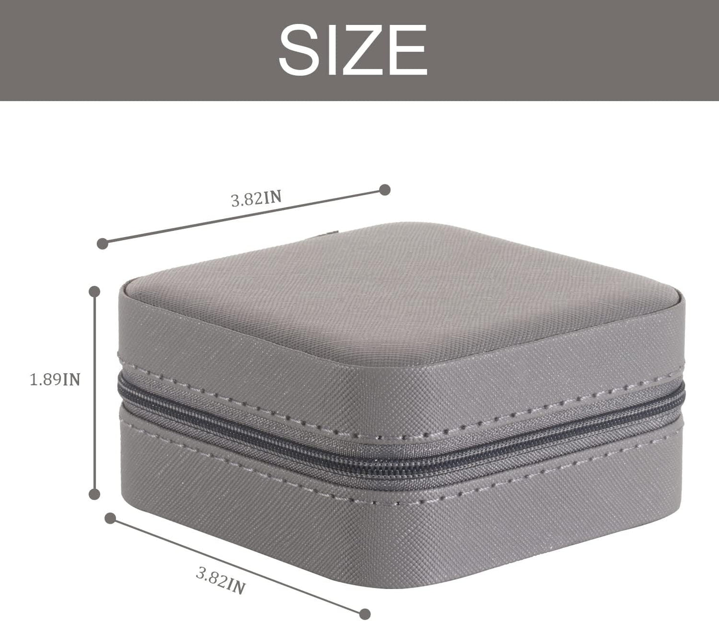 Grey Travel Jewelry Box with Mirror: Chic, Organised Storage for Rings, Necklaces & Earrings, Ideal for Aussies - Image 2