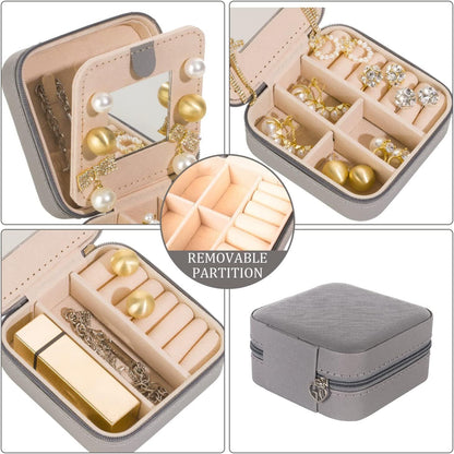 Grey Travel Jewelry Box with Mirror: Chic, Organised Storage for Rings, Necklaces & Earrings, Ideal for Aussies - Image 7