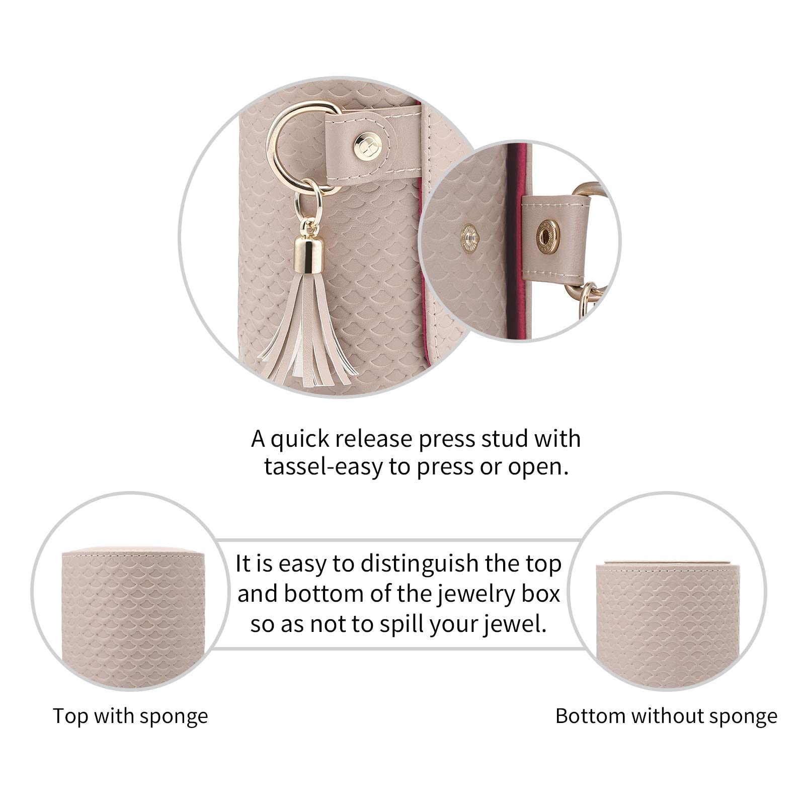 Grey Travel Jewelry Case: 3-Layer PU Cylinder Organizer for Necklaces, Earrings, Gifts for Travelers & Jewelry Lovers - Image 9