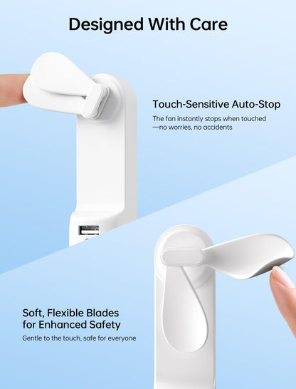 Handheld Mini Fan (White), 3-in-1 USB Rechargeable Portable Fan with Power Bank & Flashlight, Pocket Design for Travel & Summer - Image 7