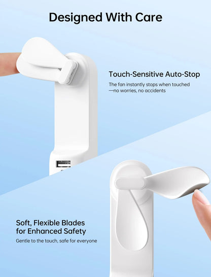 Handheld Mini Fan (White), 3-in-1 USB Rechargeable Portable Fan with Power Bank & Flashlight, Pocket Design for Travel & Summer - Image 7