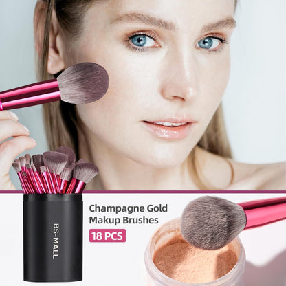 Hot red Professional Makeup Brush Set (18-Piece): Cruelty-Free, Versatile for Foundation, Blush & Eyeshadow, Ideal for Aussies - Image 5