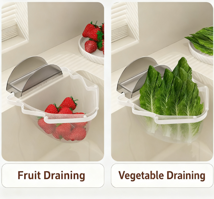 Kitchen Sink Filter Rack with 100 12cm*15cm Mesh Bags, Foldable Food Waste Strainer, Multi-functional Drain Basket（green） - Image 5