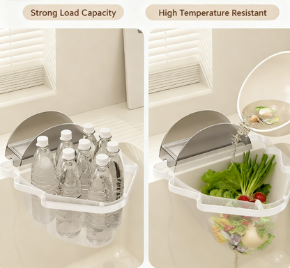 Kitchen Sink Filter Rack with 100 12cm*15cm Mesh Bags, Foldable Food Waste Strainer, Multi-functional Drain Basket（yellow） - Image 4