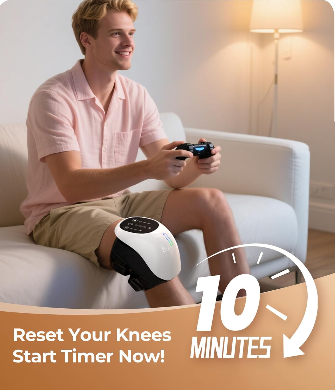 Cordless 360° Knee Massager: 3 Intensity Levels, Comfortable Wrap Design for Athletes, Seniors & Active Adults - Image 5