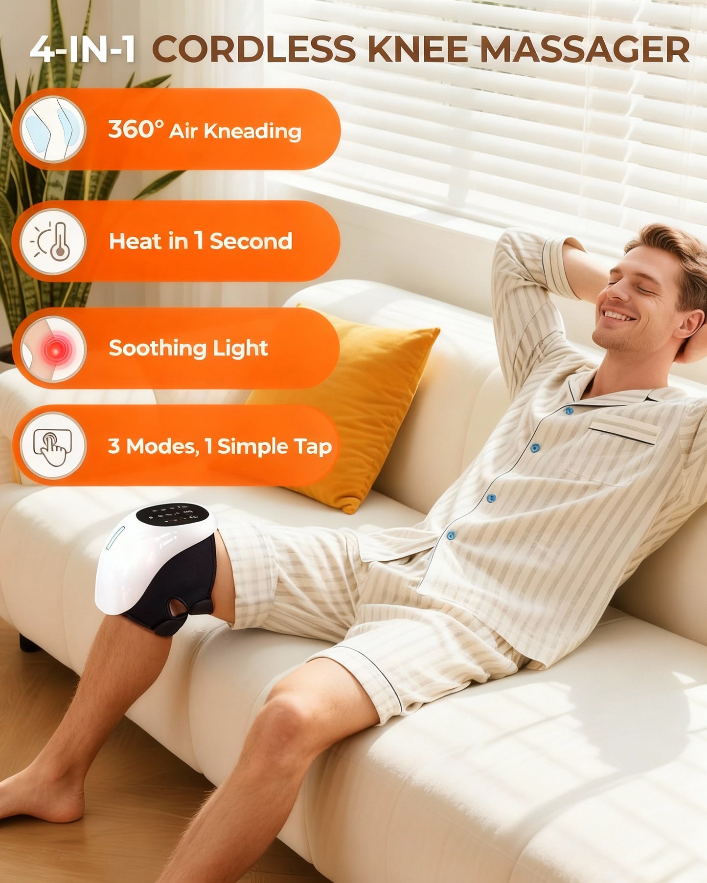Cordless 360° Knee Massager: 3 Intensity Levels, Comfortable Wrap Design for Athletes, Seniors & Active Adults - Image 7