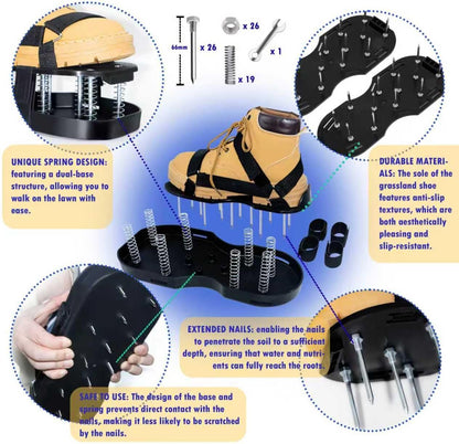 Lawn Aerator Shoes with Spring Base & Spikes: Adjustable Strap, Double-Layer Design for Healthy Lawns in Australian Gardens - Image 2