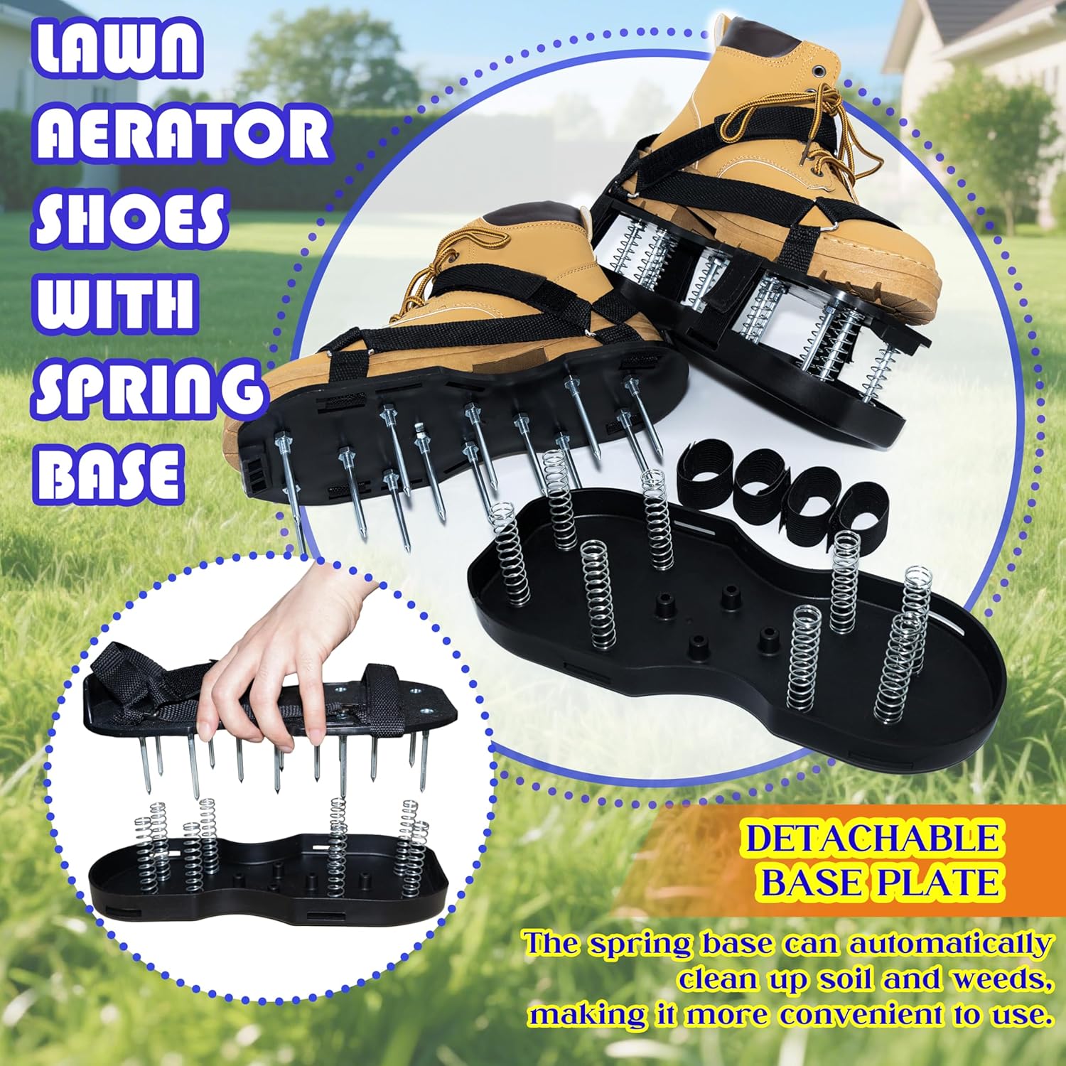 Lawn Aerator Shoes with Spring Base & Spikes: Adjustable Strap, Double-Layer Design for Healthy Lawns in Australian Gardens - Image 3