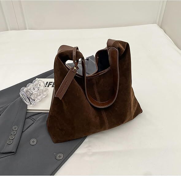 Leather Hobo Bags for Women Brown Purses Suede Purse Slouchy Tote Bag Suede Tote Bag Fall Winter Purses Handbag - Image 3