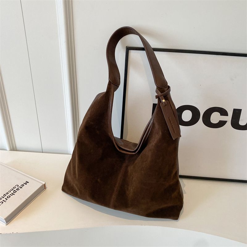 Leather Hobo Bags for Women Brown Purses Suede Purse Slouchy Tote Bag Suede Tote Bag Fall Winter Purses Handbag - Image 8