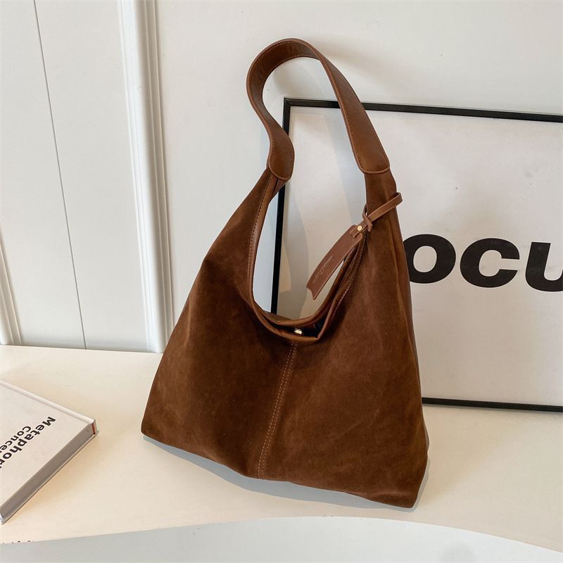 Leather Hobo Bags for Women Brown Purses Suede Purse Slouchy Tote Bag Suede Tote Bag Fall Winter Purses Handbag - Image 7