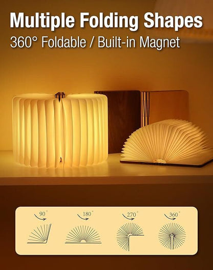 Christmas giftsRechargeable LED Book Night Light: Creative Folding Wooden Lamp with Magnetic Design for Bedrooms & Gifting(Walnut Red,M) - Image 6