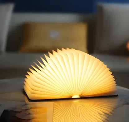 Christmas giftsRechargeable LED Book Night Light: Creative Folding Wooden Lamp with Magnetic Design for Bedrooms & Gifting(Walnut Red,S) - Image 2