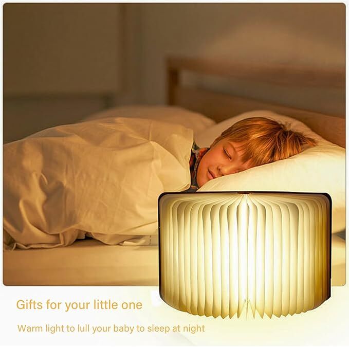 Christmas giftsRechargeable LED Book Night Light: Creative Folding Wooden Lamp with Magnetic Design for Bedrooms & Gifting(Maple Leaf White,L) - Image 5