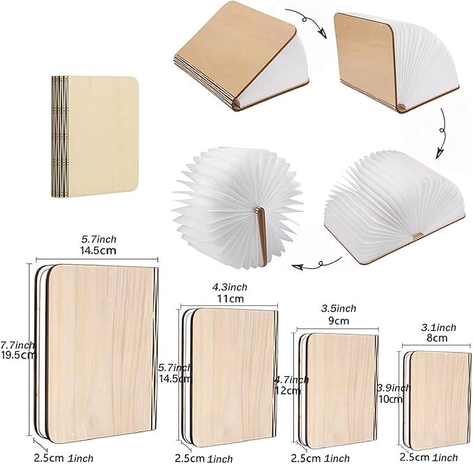 Christmas giftsRechargeable LED Book Night Light: Creative Folding Wooden Lamp with Magnetic Design for Bedrooms & Gifting(Maple Leaf White,L) - Image 8
