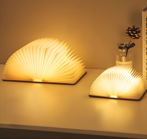 Christmas giftsRechargeable LED Book Night Light: Creative Folding Wooden Lamp with Magnetic Design for Bedrooms & Gifting(Maple Leaf White,M) - Image 3