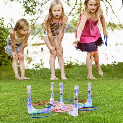 LED Ring Toss Game Set, Outdoor Indoor Yard Game for Adults & Kids with Light-Up Targets, Compact Carry for Parties & Family Fun - Image 2