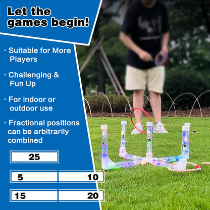 LED Ring Toss Game Set, Outdoor Indoor Yard Game for Adults & Kids with Light-Up Targets, Compact Carry for Parties & Family Fun - Image 3