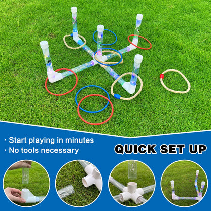 LED Ring Toss Game Set, Outdoor Indoor Yard Game for Adults & Kids with Light-Up Targets, Compact Carry for Parties & Family Fun - Image 4