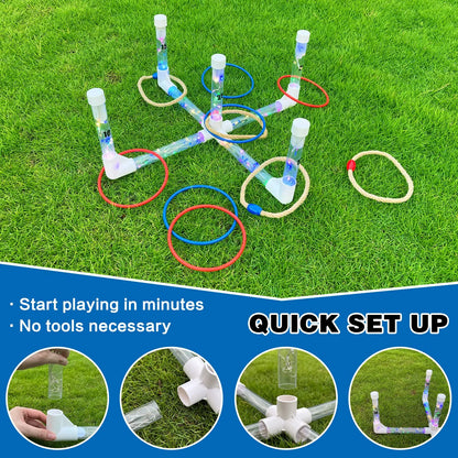 LED Ring Toss Game Set, Outdoor Indoor Yard Game for Adults & Kids with Light-Up Targets, Compact Carry for Parties & Family Fun - Image 4